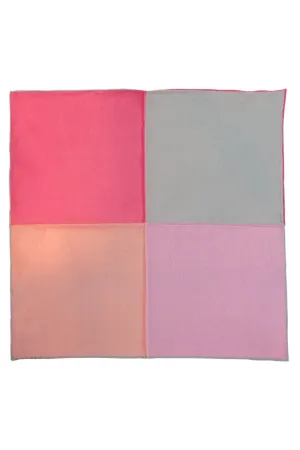 Coral Silk & Cotton Blend Quad Pocket Square