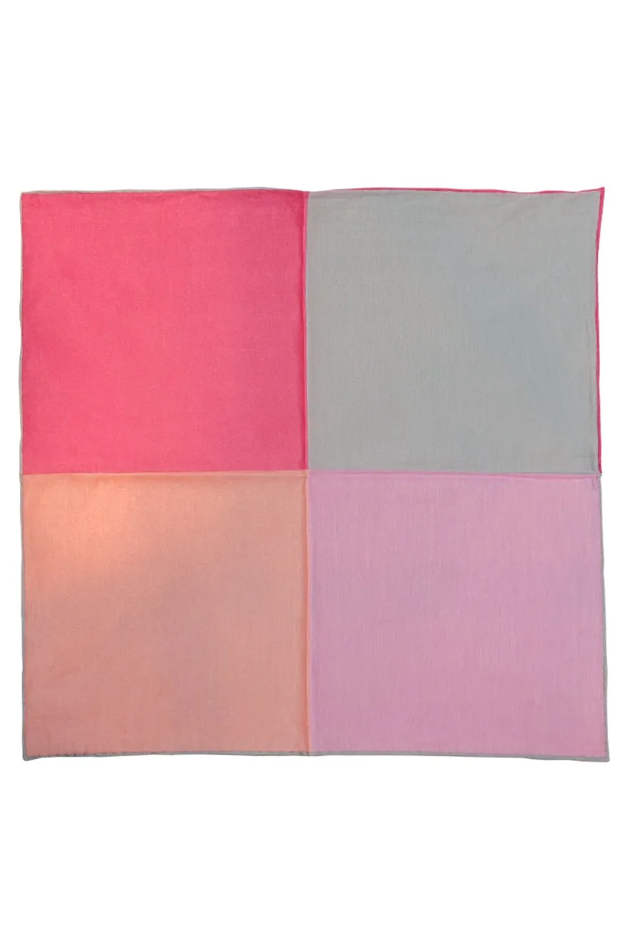 Coral Silk & Cotton Blend Quad Pocket Square