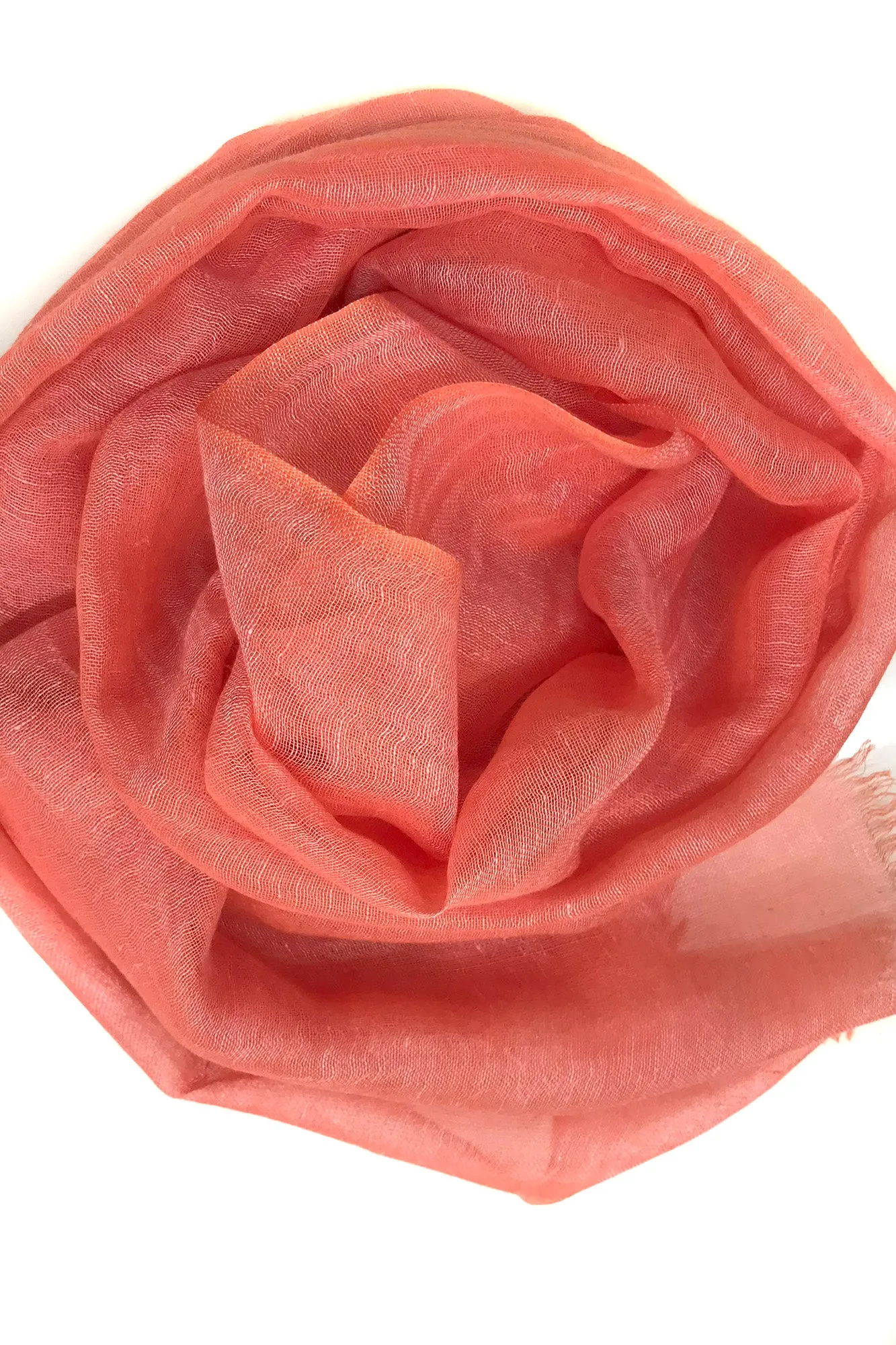 Coral Silk Linen Cashmere Scarf