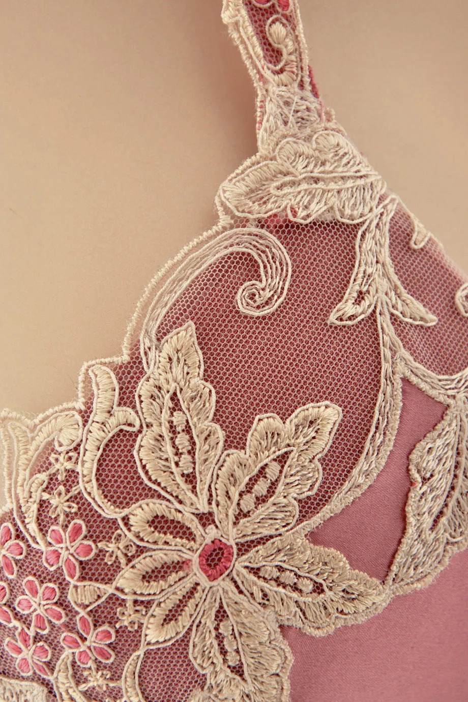 COTTON CLUB PINK Silk Floral Bra