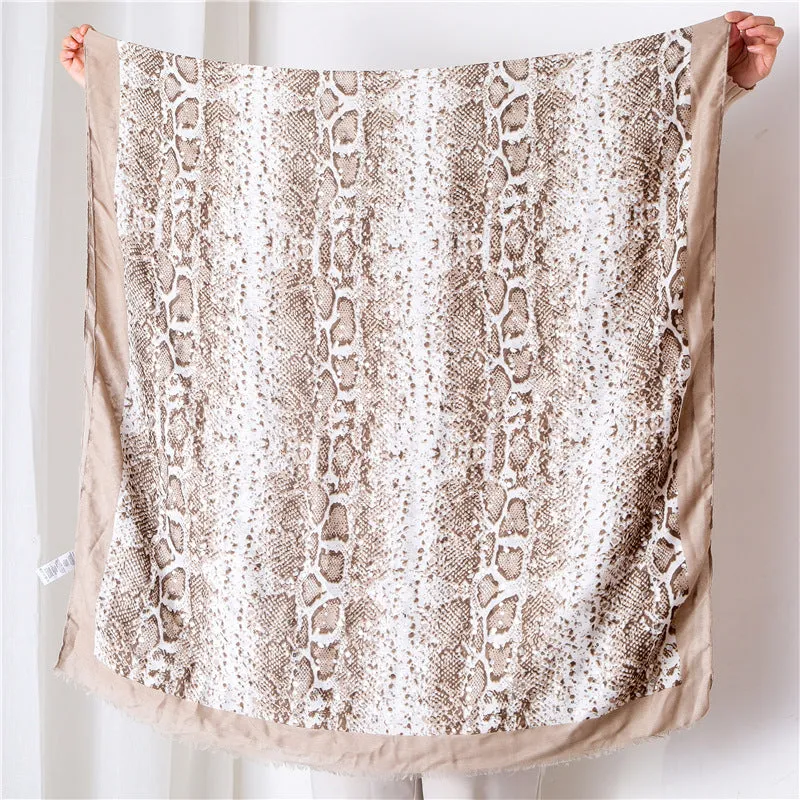 Cotton Linen Snakeskin Leopard Print Scarf Shawl for Women Ladies Girls