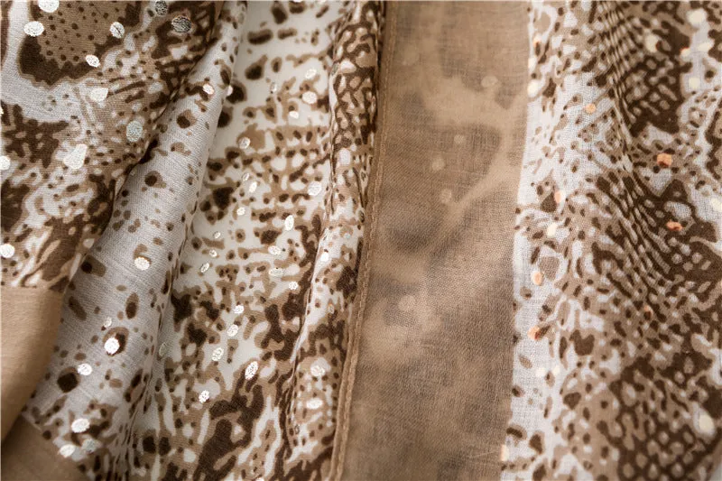 Cotton Linen Snakeskin Leopard Print Scarf Shawl for Women Ladies Girls