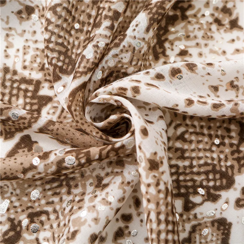 Cotton Linen Snakeskin Leopard Print Scarf Shawl for Women Ladies Girls
