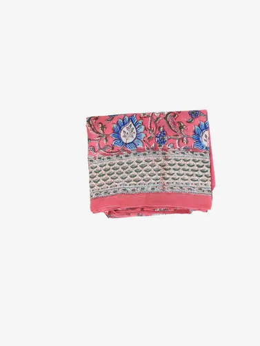Cotton Pink and blue  Handmade Block Print floral Sarong