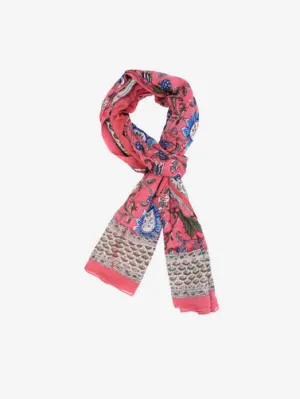 Cotton Pink and blue  Handmade Block Print floral Sarong
