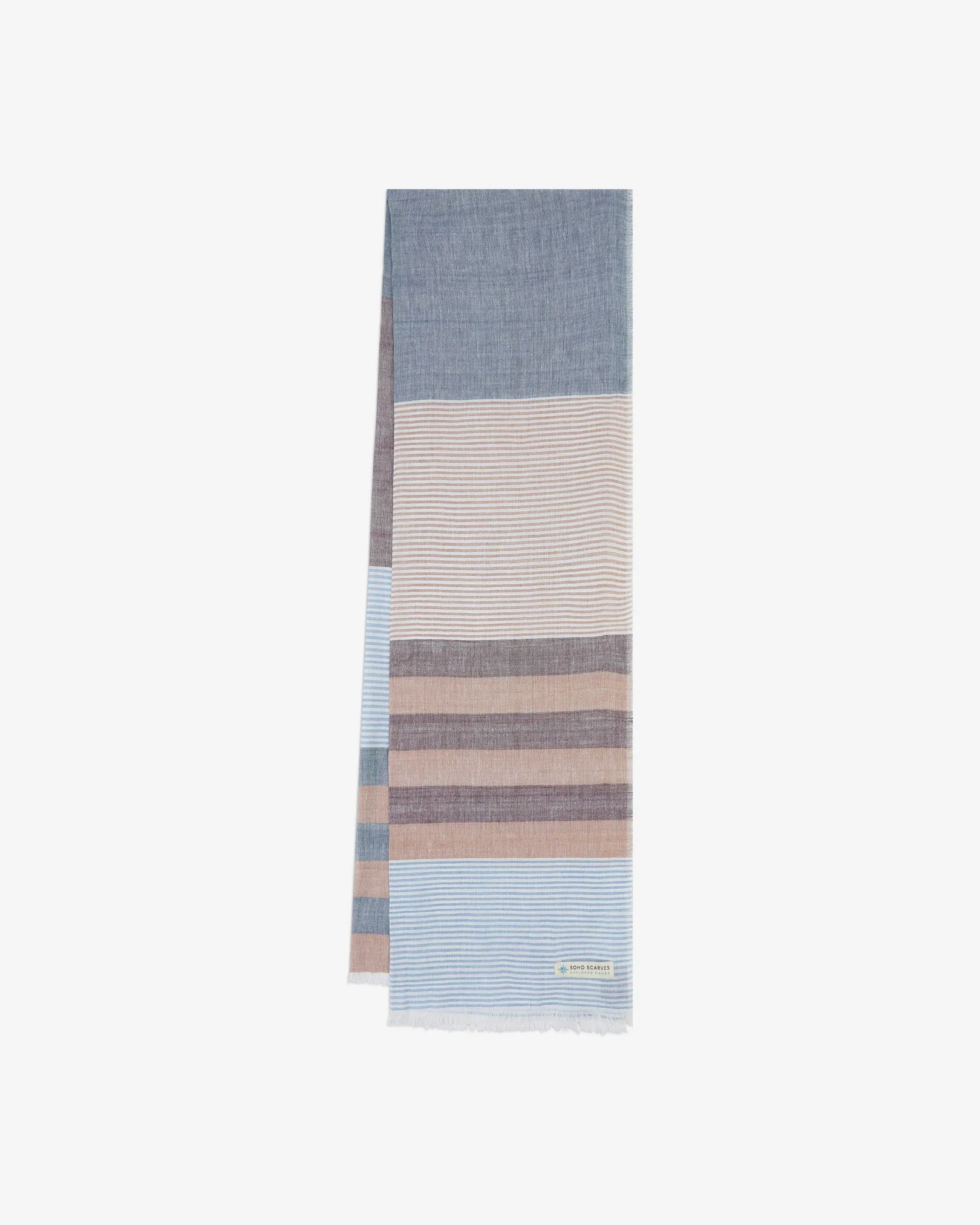 Cotton Scarf in Brown & Blue - The Adams