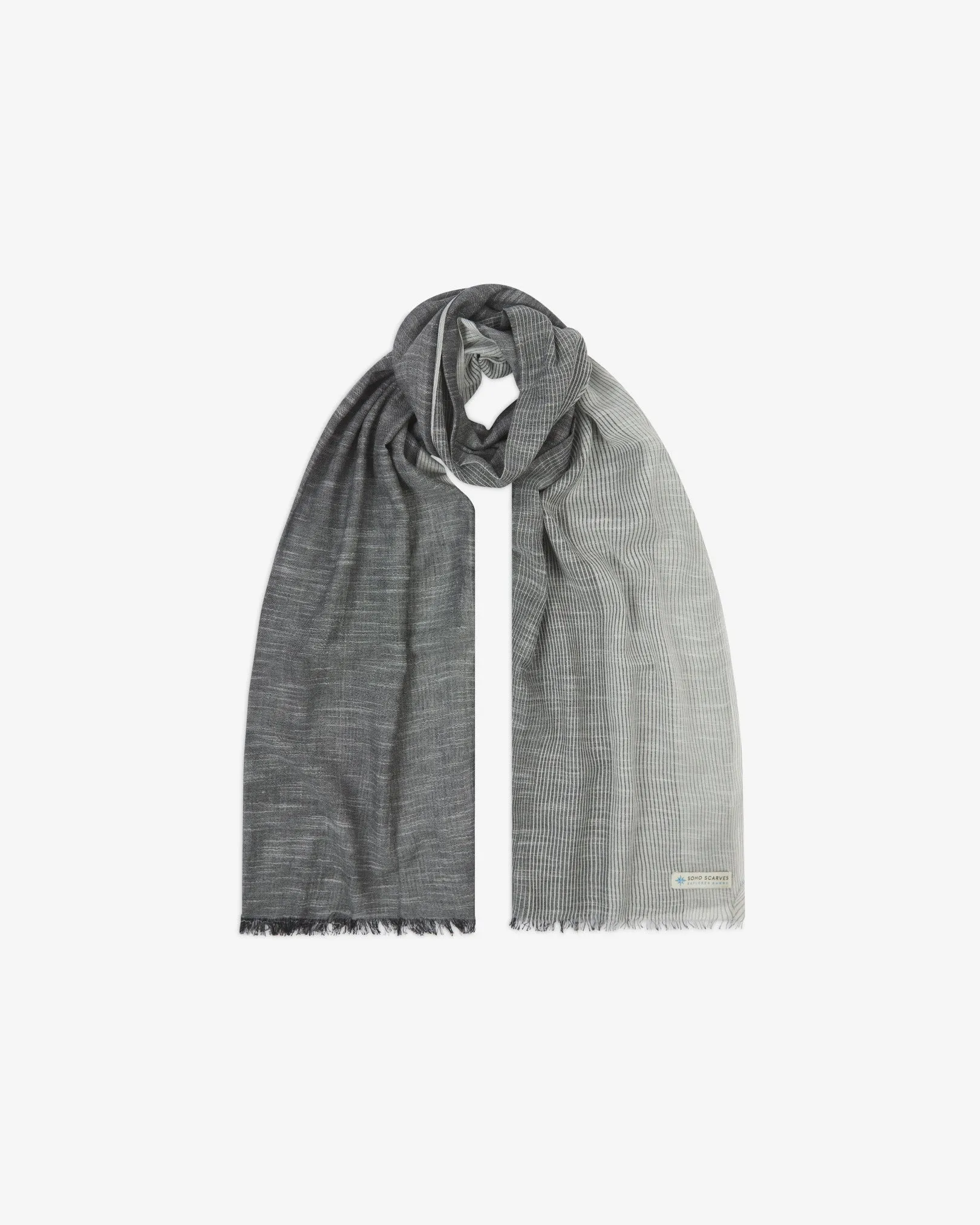 Cotton Scarf in Grey & White - The Bonington