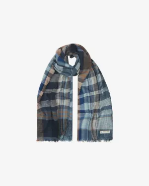 Cotton Scarf in Tan & Navy - The Irvine