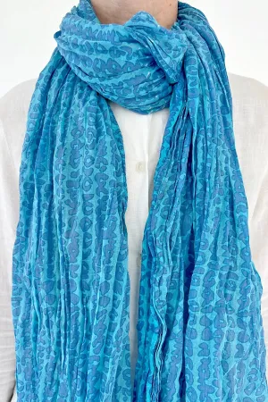 Cotton Scarf in Touch Peri/Aqua