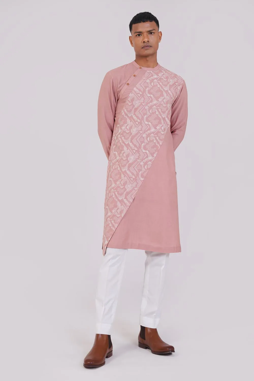 Cotton Silk Criss Cross Printed Kurta Set