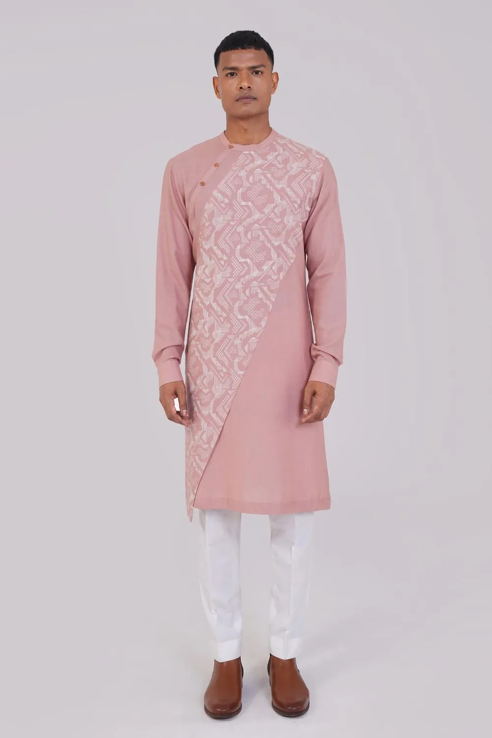 Cotton Silk Criss Cross Printed Kurta Set