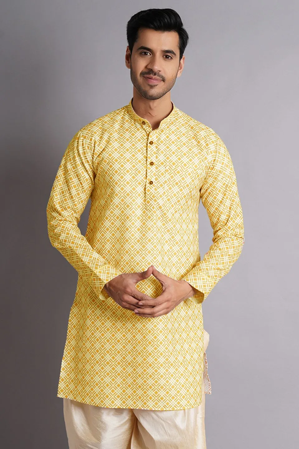 Cotton Silk Multicolored Printed Kurta Dhoti