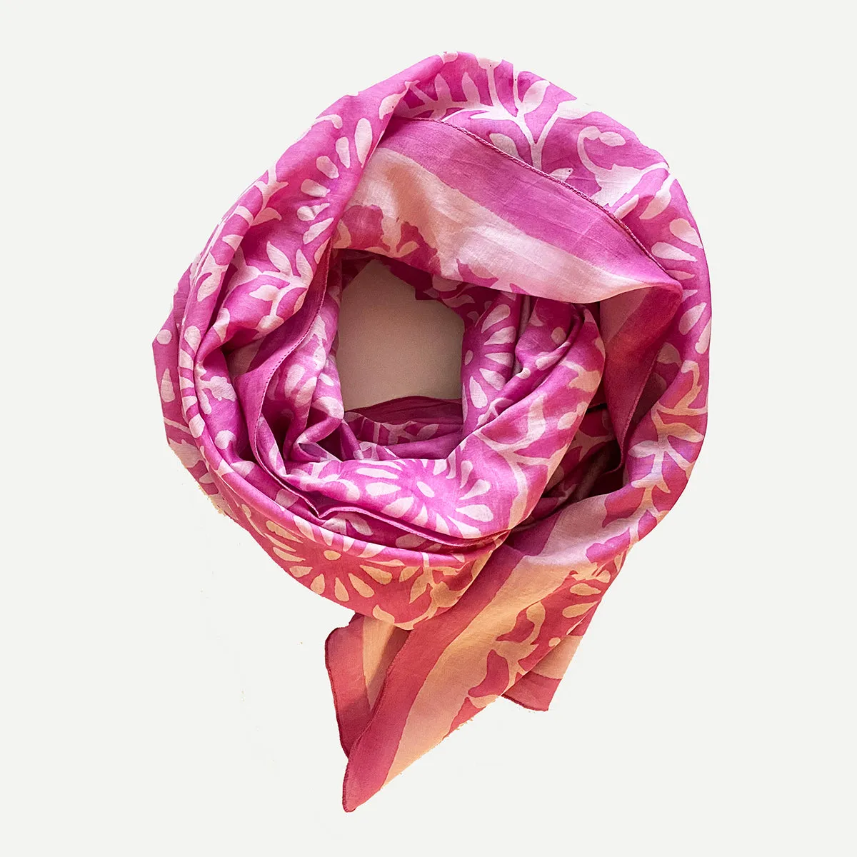 Cotton Silk Scarf | Blooms Pink