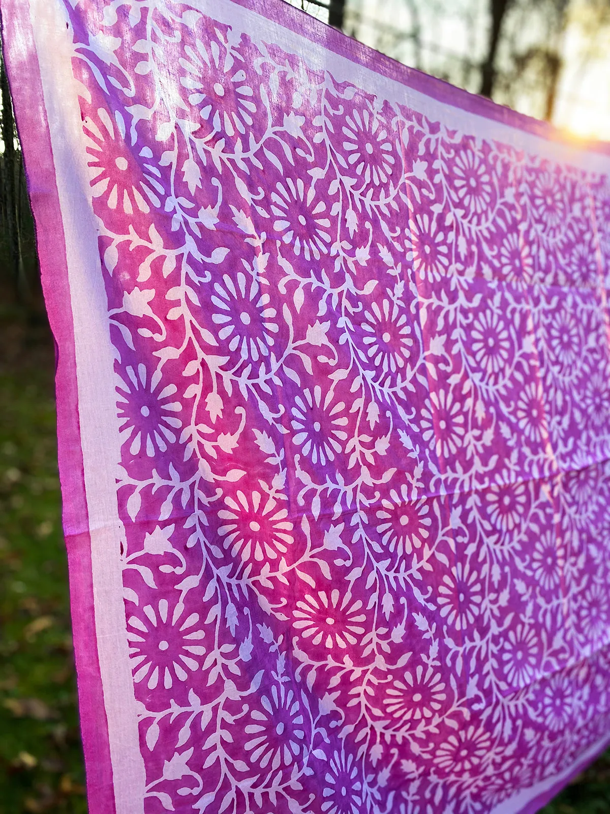 Cotton Silk Scarf | Blooms Pink