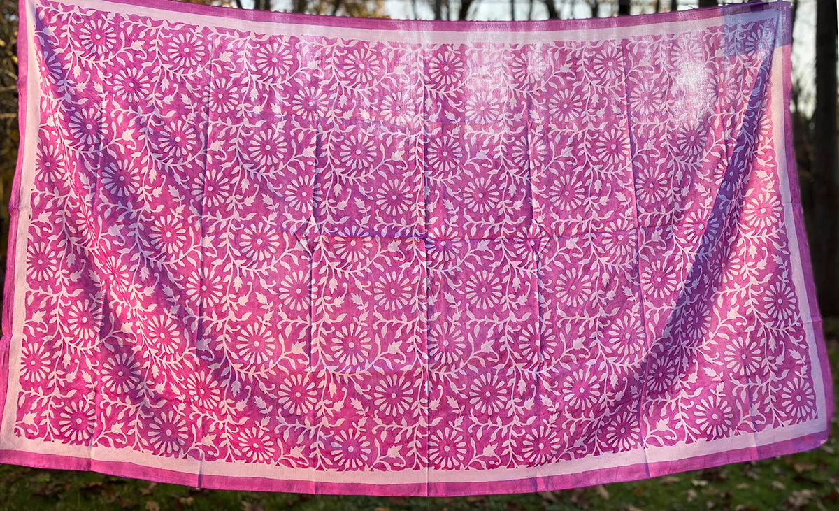 Cotton Silk Scarf | Blooms Pink