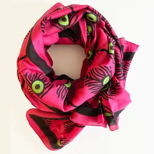 Cotton Silk Scarf | Plumes Fuchsia