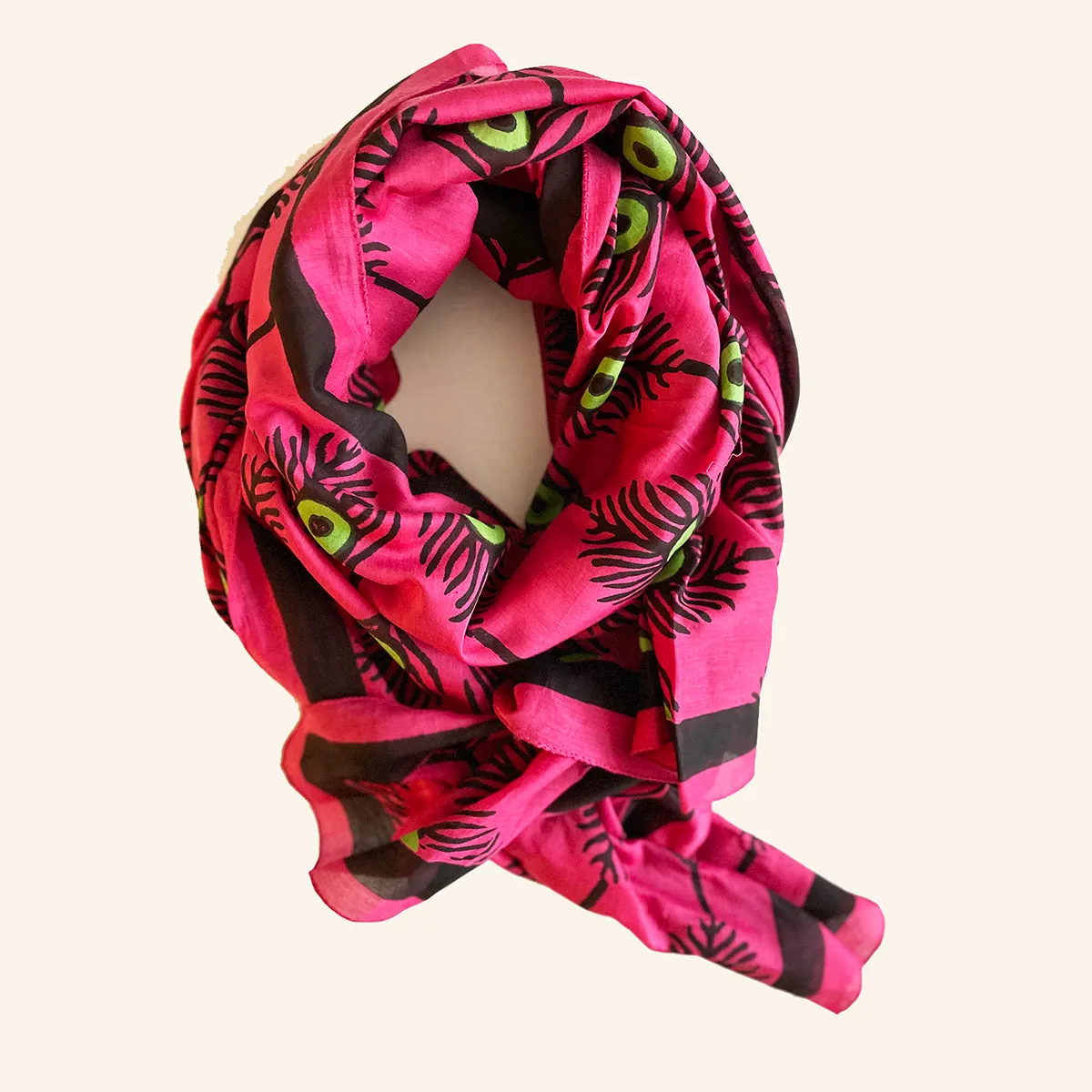 Cotton Silk Scarf | Plumes Fuchsia