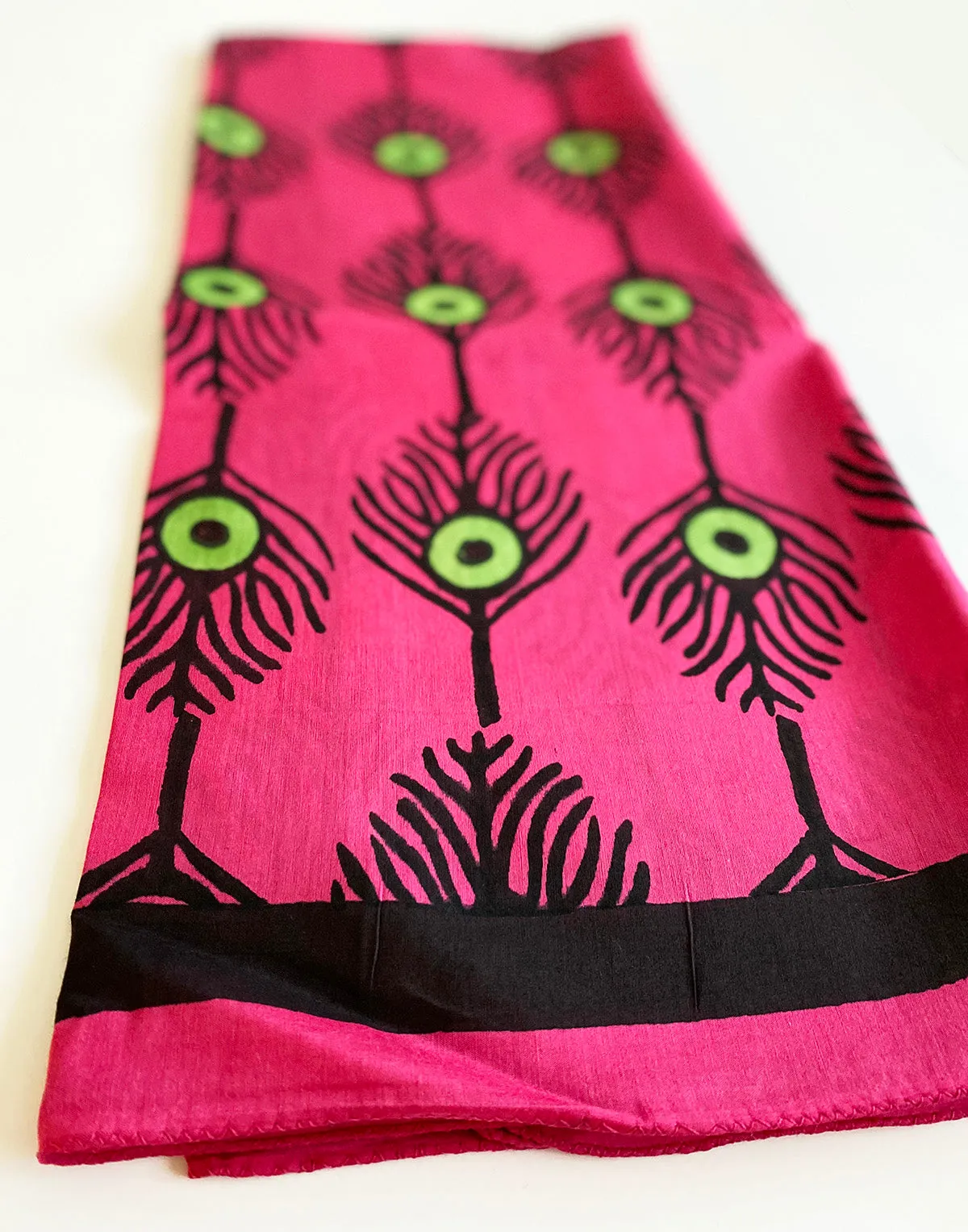 Cotton Silk Scarf | Plumes Fuchsia