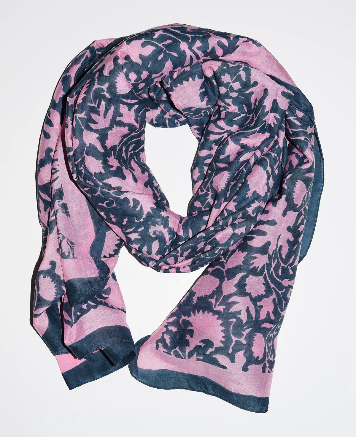 Cotton Silk Scarf | Shadow Floral Midnight