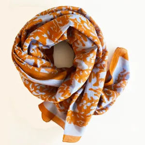 Cotton Silk Scarf | Shadow Floral Orange