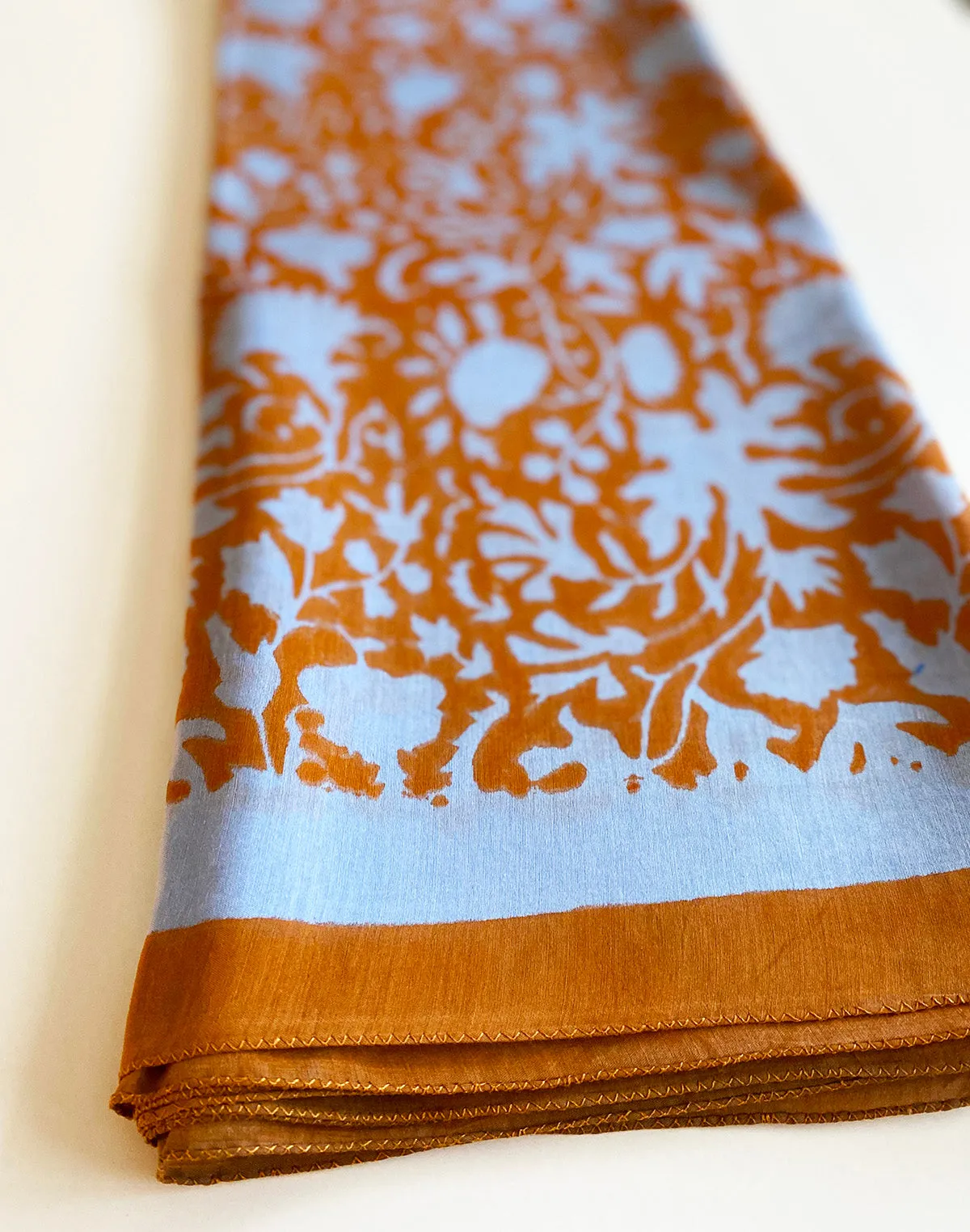 Cotton Silk Scarf | Shadow Floral Orange