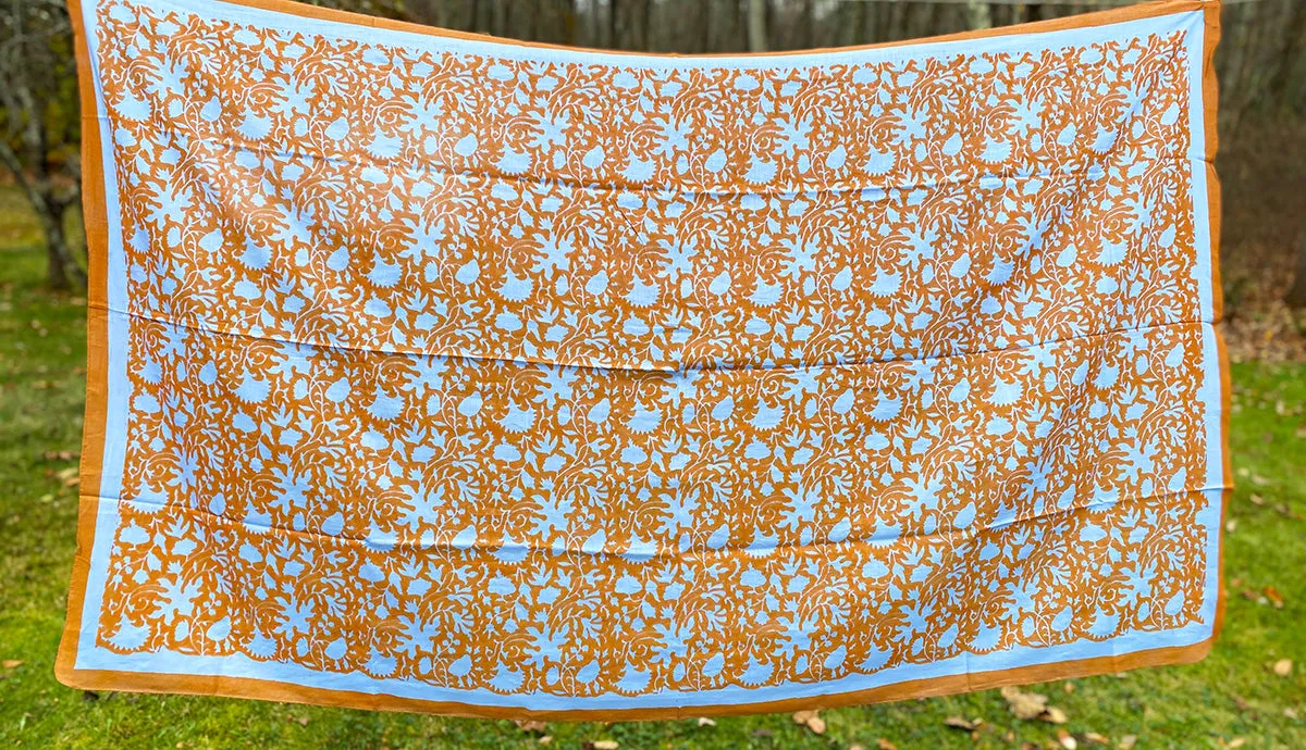 Cotton Silk Scarf | Shadow Floral Orange
