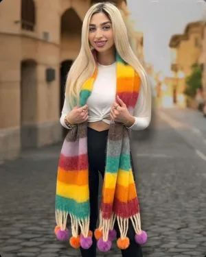 Cozy Pastel Pom-Pom Scarf S-2