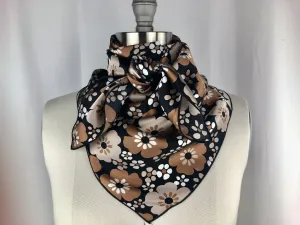 CR Black and Brown Flowers Silk Scarf