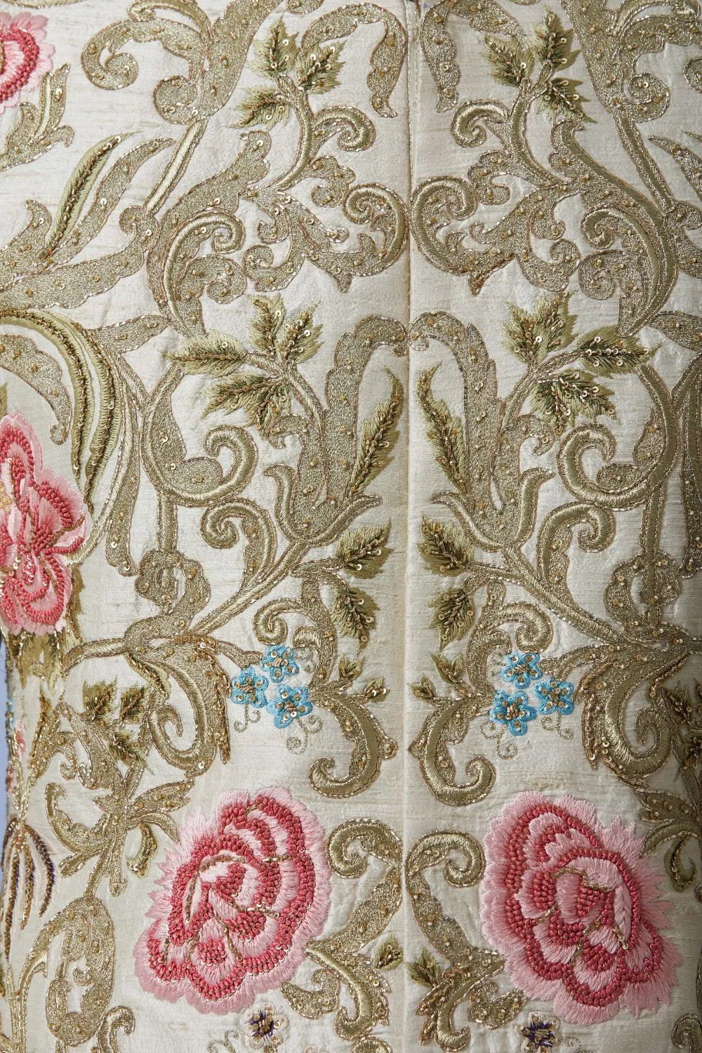 Cream Gold Multi-Coloured Sherwani Set
