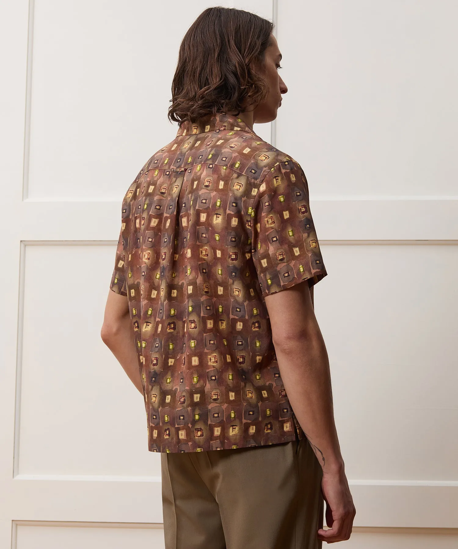 Cropped Silk-Cotton Camp Collar Shirt