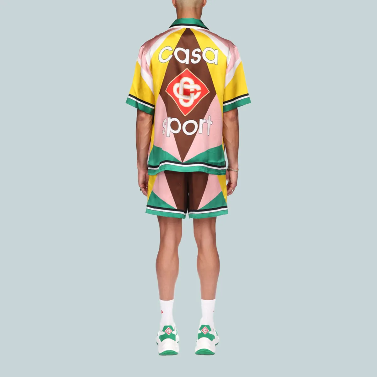 Cuban Collar Short Sleeve Shirt Geometric Casa Sport