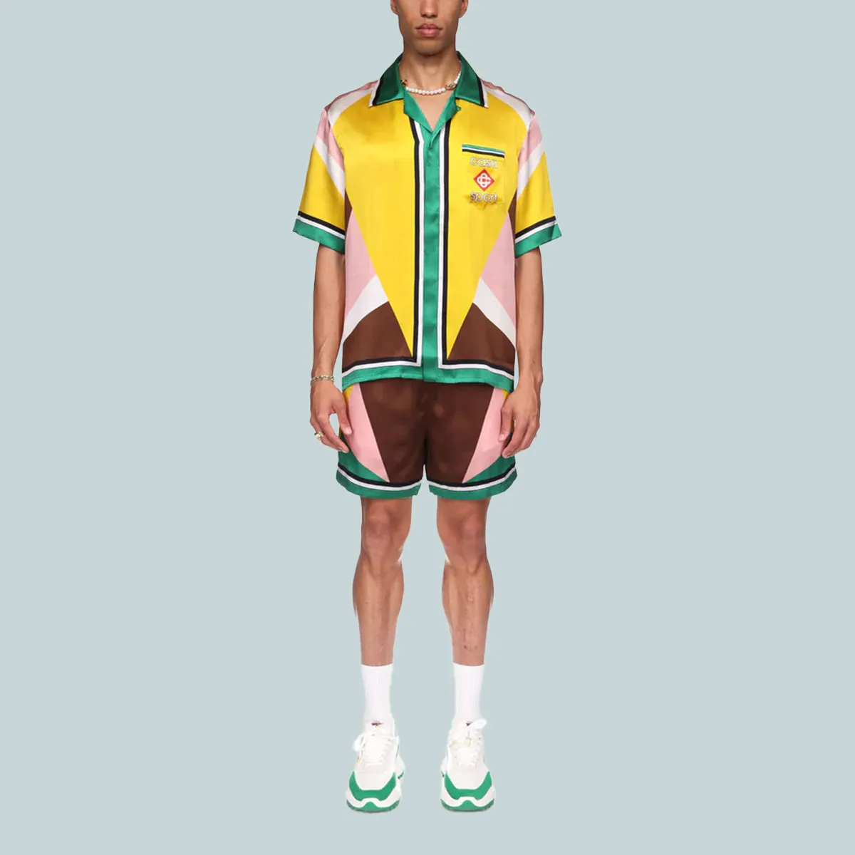 Cuban Collar Short Sleeve Shirt Geometric Casa Sport
