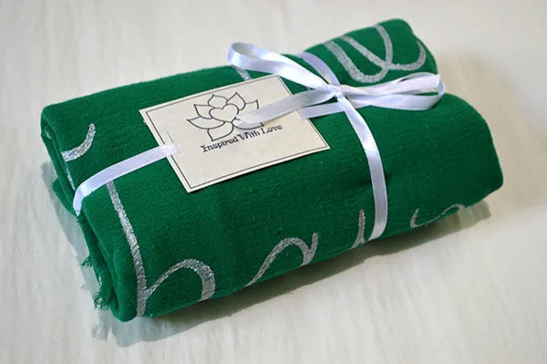 Custom Message 100% Cotton Gauze Flag Green Scarf (Made to Order)
