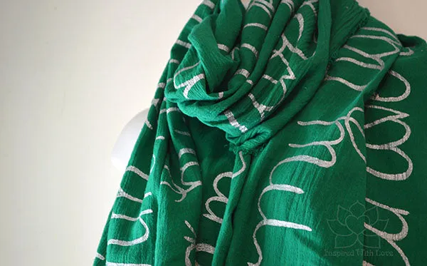 Custom Message 100% Cotton Gauze Flag Green Scarf (Made to Order)