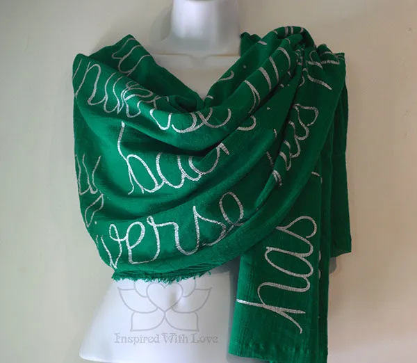 Custom Message 100% Cotton Gauze Flag Green Scarf (Made to Order)