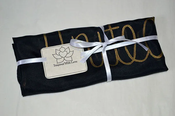 Custom Script Message 100% Silk Solid Black Scarf (Made to Order)