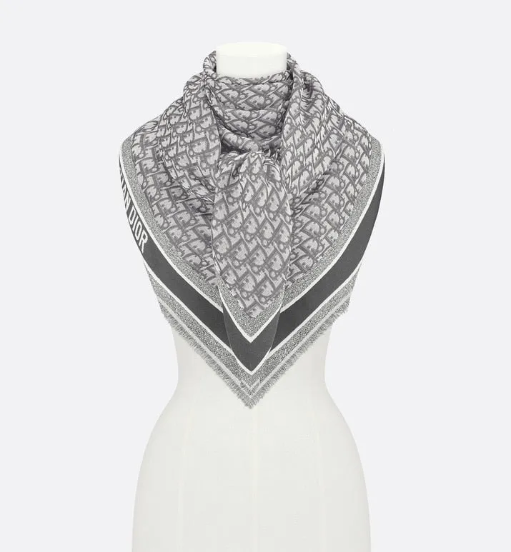 D-Oblique Shawl • Gray Wool, Silk and Cotton