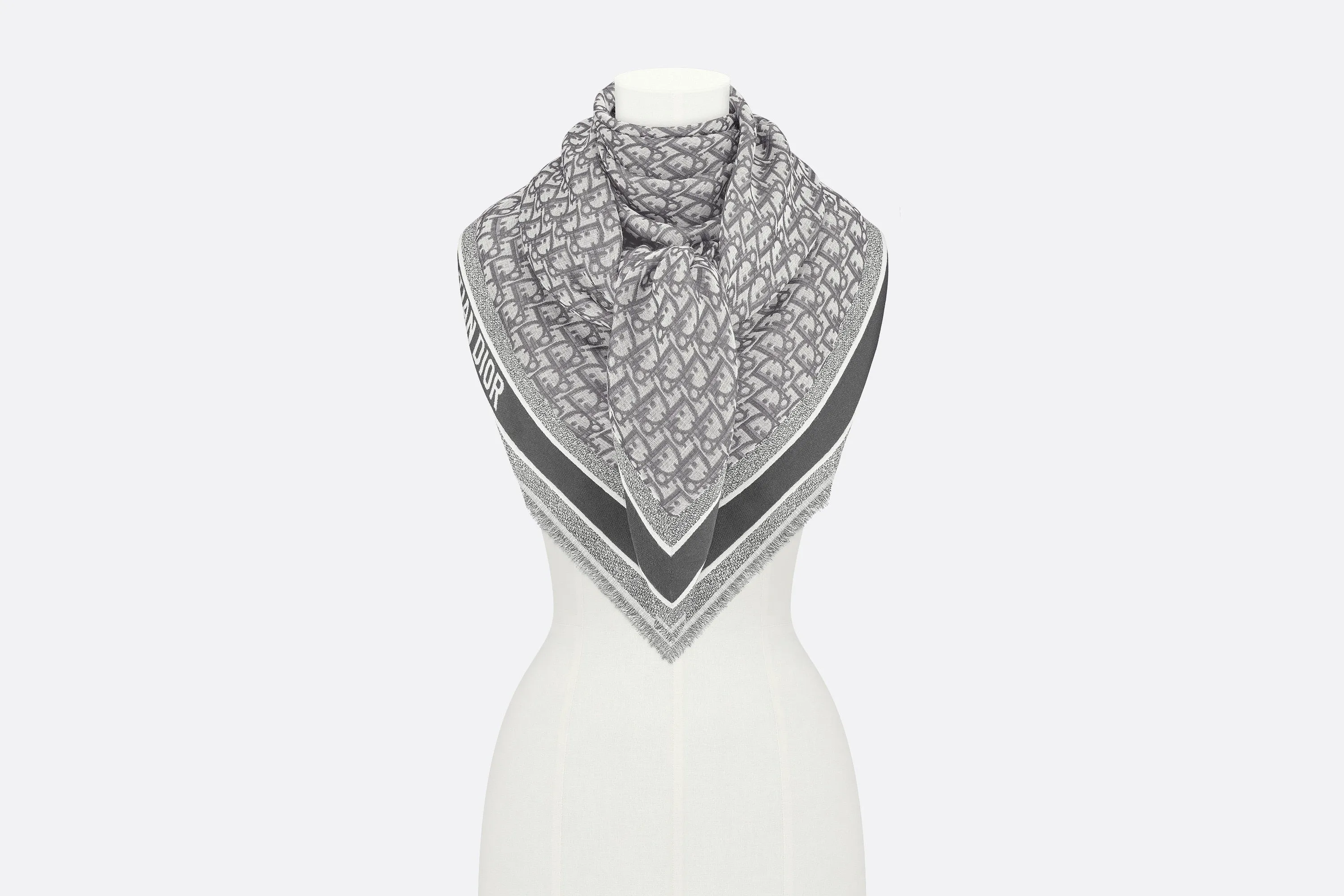 D-Oblique Shawl • Gray Wool, Silk and Cotton