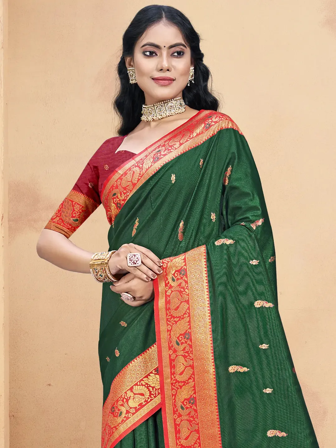 Dark Green Silk Saree
