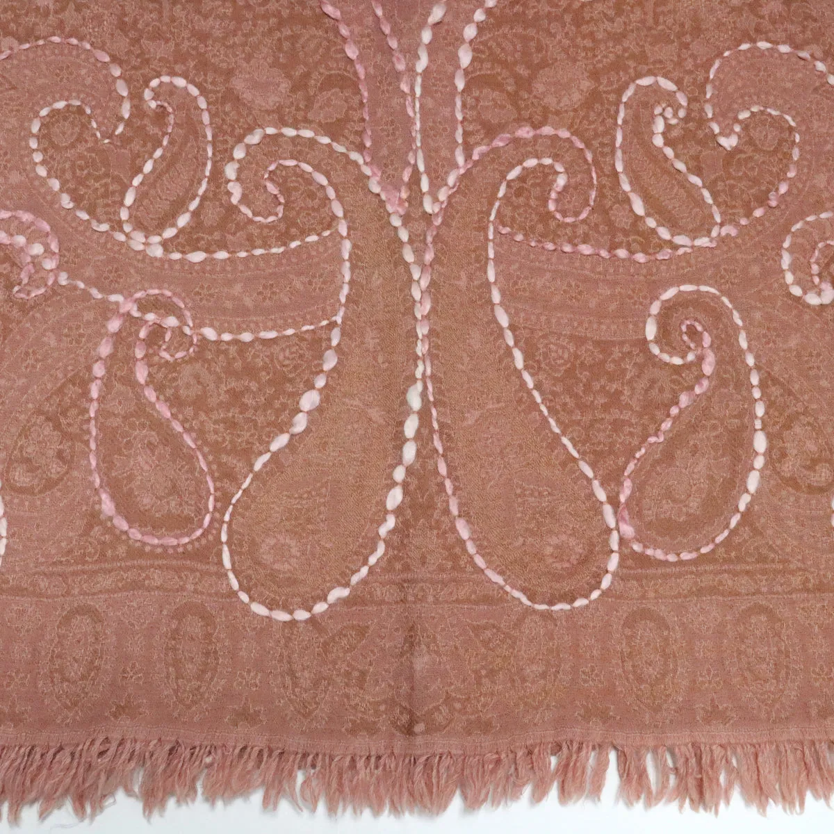 Dark Peach Swirl Weave Shawl