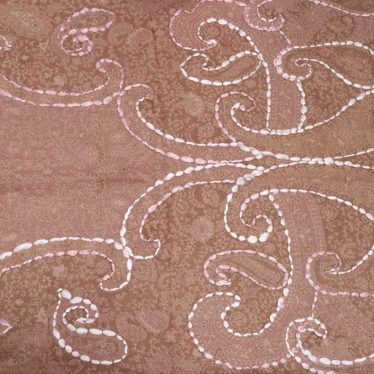 Dark Peach Swirl Weave Shawl