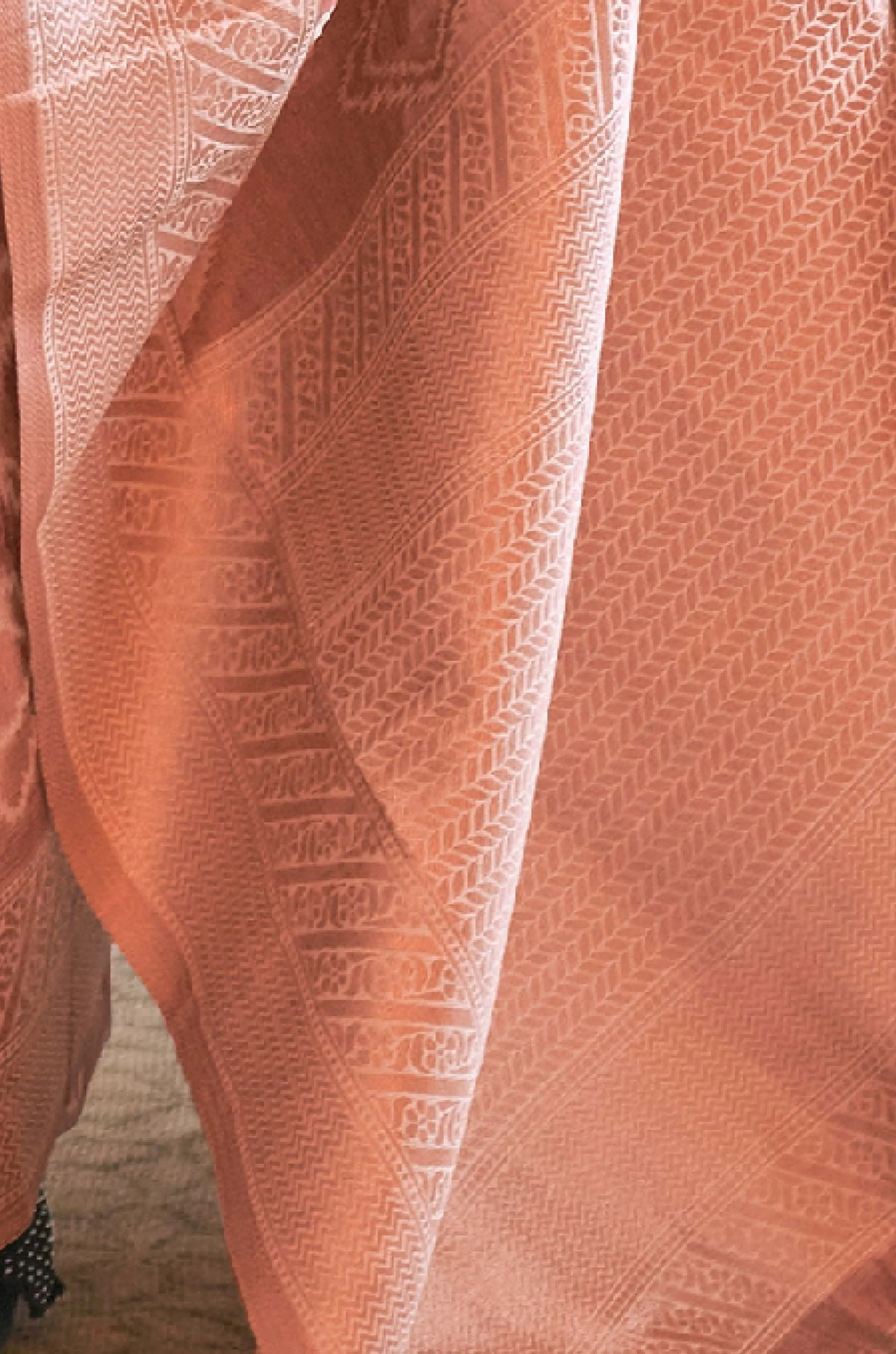Deep Peach Tissue Silk Saree