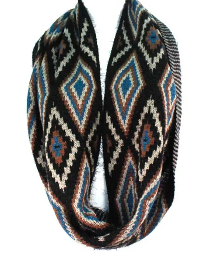 Diamond Print Infinity Scarf - Blue