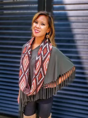 Diamond Print Infinity Scarf - Orange