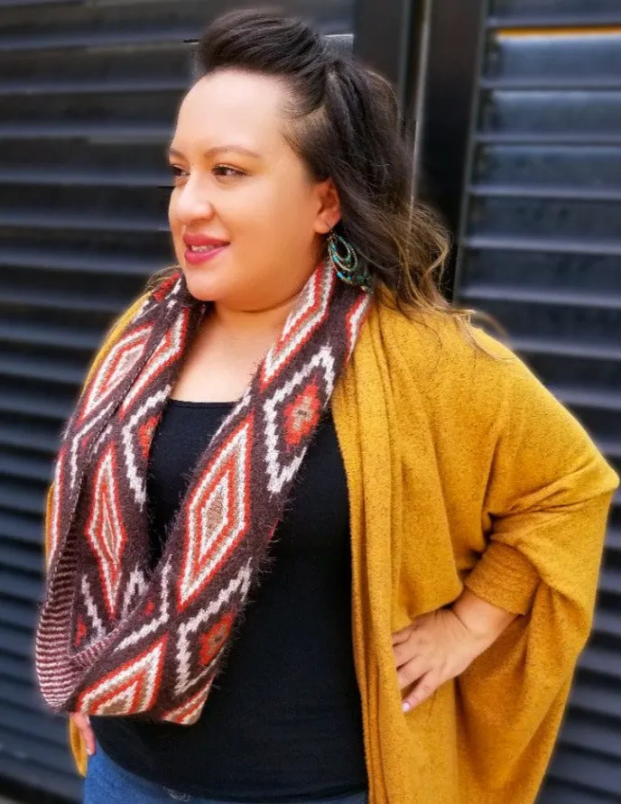 Diamond Print Infinity Scarf - Orange