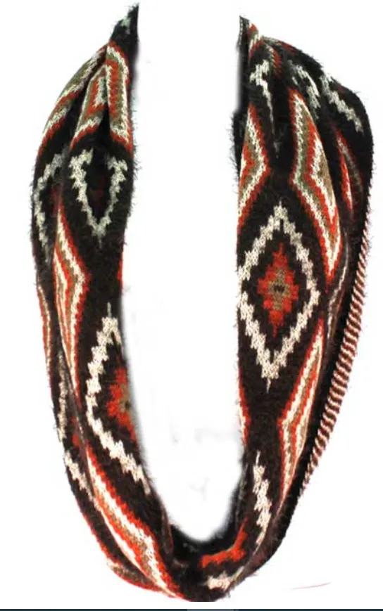 Diamond Print Infinity Scarf - Orange