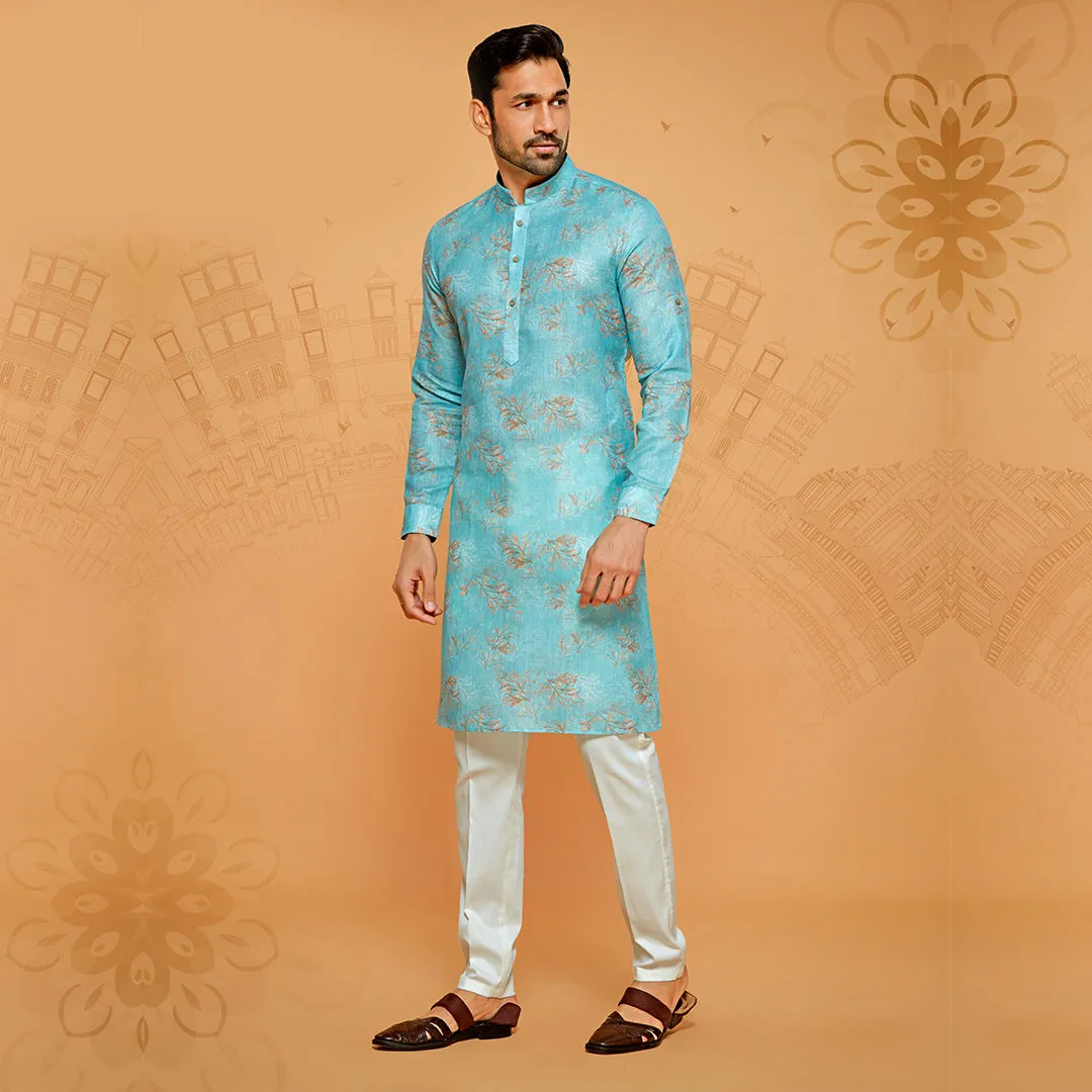 Digitally Printed Kurta in Soothing Blue