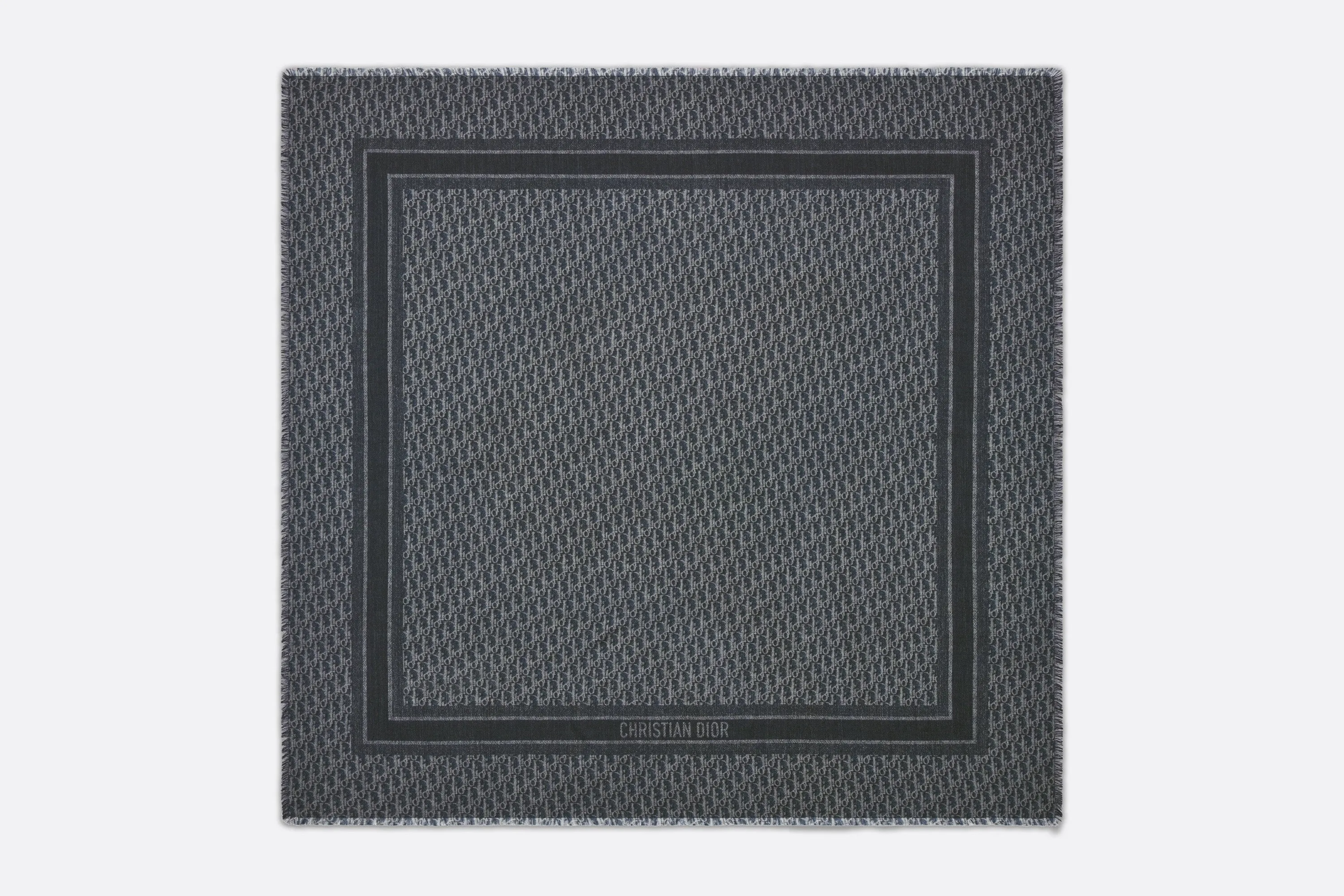 Dior Oblique Shawl • Navy Blue Wool and Silk