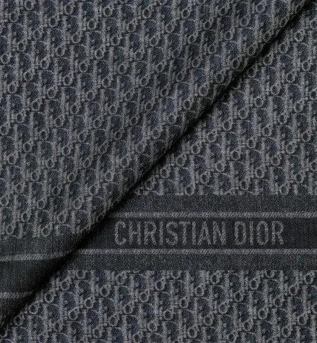 Dior Oblique Shawl • Navy Blue Wool and Silk
