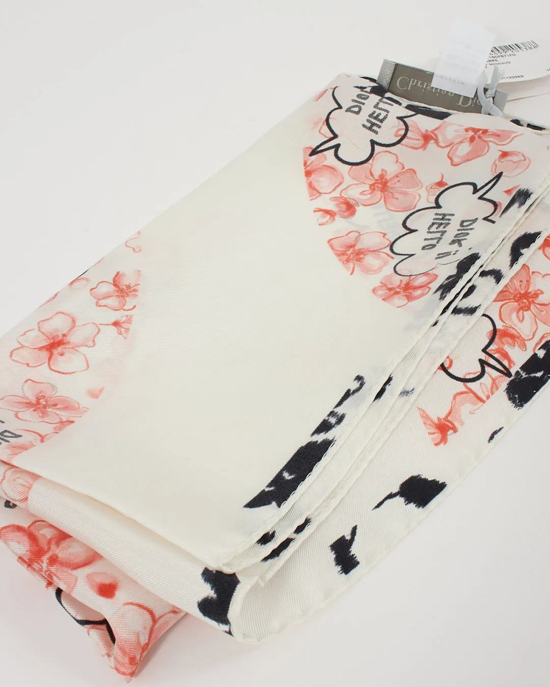 Dior White Floral Hello Dior Silk Bandana Scarf